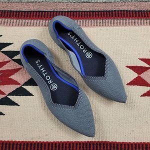 Rothy's The Point Flats Sz 6-6.5 Cloud Gray Birdseye Knit Recycled Sustainable